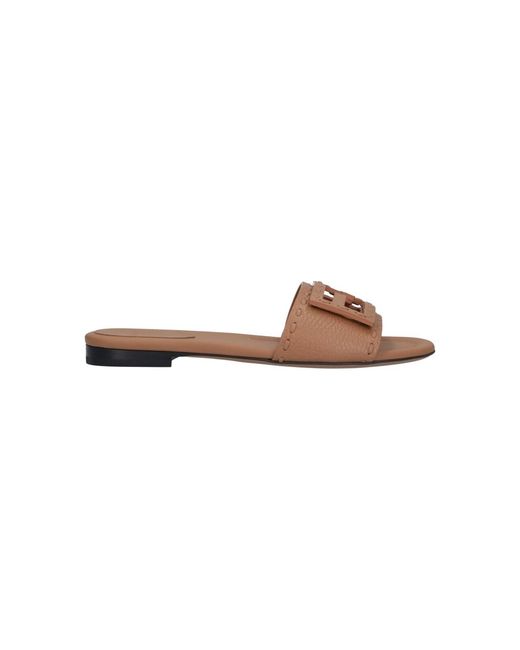 Fendi White Slides Sandals "Baguette"