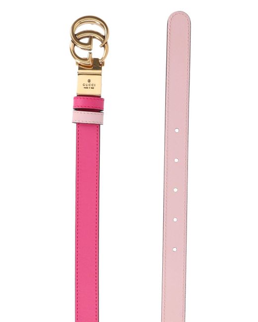 Gucci Pink Reversible Thin Belt "Gg Marmont"