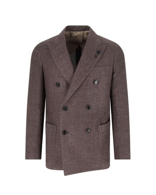 Lardini Brown Double-Breasted Blazer for men