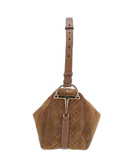 Gucci Brown "Half Horsebit" Large Shoulder Bag