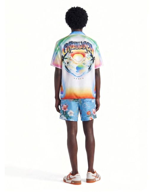 Gucci Blue Printed Swim Shorts for men