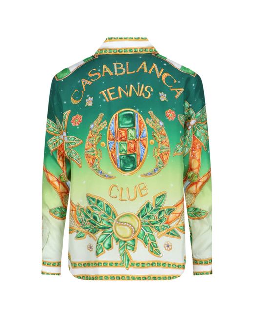 Casablancabrand Green 'joyaux D'afrique' Silk Shirt for men