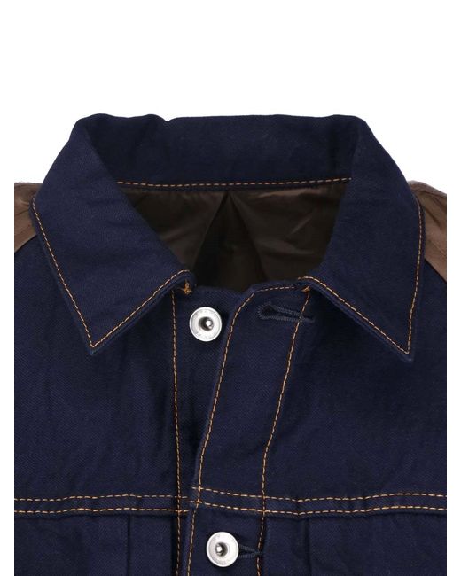 Sacai Blue Denim And Nylon Jacket