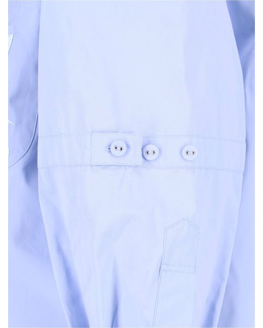 Thom Browne Blue Poplin Curved Hem Logo Shirt