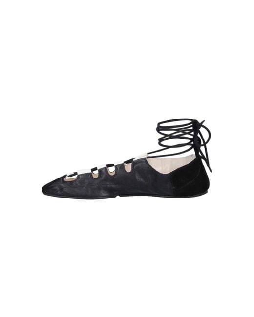 Alaïa Black Sleek Leather Flat Shoes