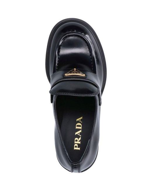 Prada Black Heeled Loafers