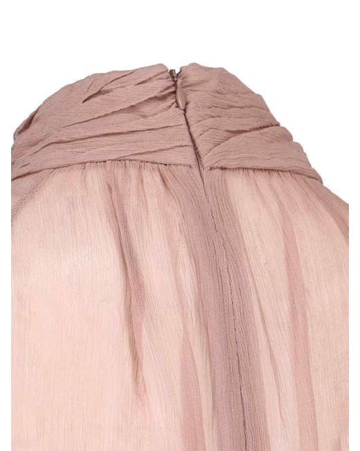 Staud Pink Asymmetrical Mini Chiffon Dress With Front Cut-Out
