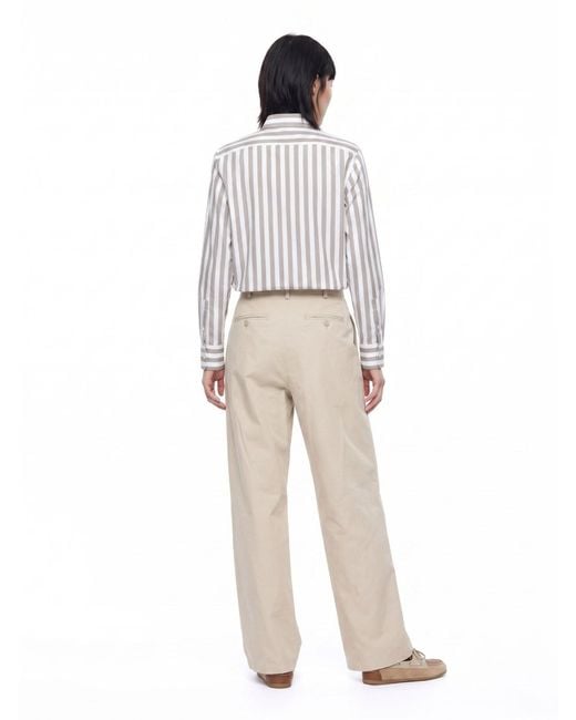 Kiton White Silk Striped Classic Collar Shirt