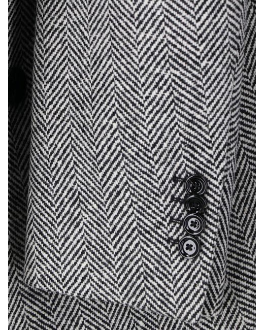 Lardini Gray Double-Breasted Virgin Wool Coat for men