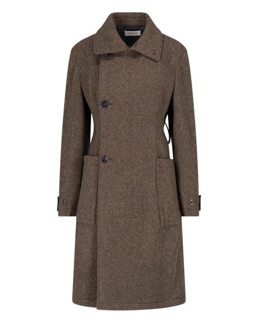 Lemaire Brown Belted Wool-Blend Wrap Coat