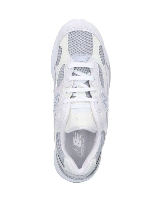 New Balance White Suede & Mesh Sneakers With Pigskin Detail
