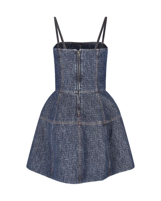 Fendi Blue Mini Dress Ff
