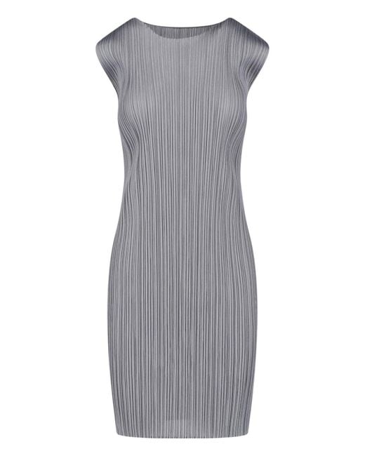 Pleats Please Issey Miyake Gray Pleated Mini Dress