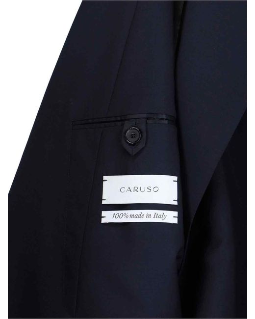 Caruso Blue Double-Breasted Suit for men