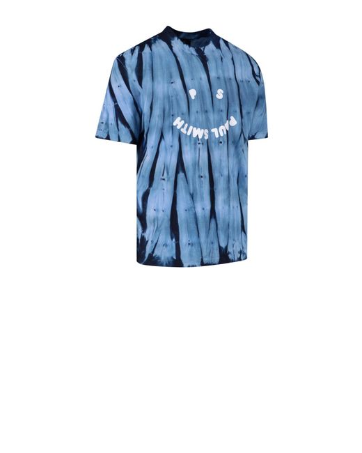happy' Tie-dye T-shirt in Blue for Men 