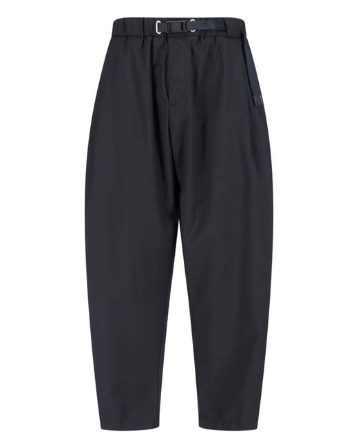 White Sand Blue Wide Leg Pants With Waistband for men