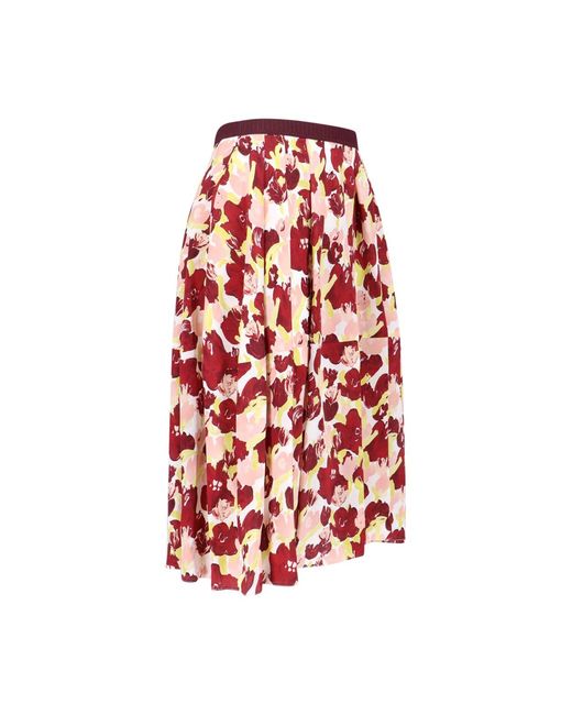 Marni Red Secret Bouquet Silk Skirt