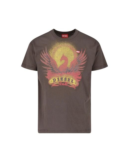 DIESEL Brown T-Shirt "Phoenix" for men
