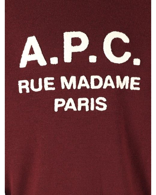 A.P.C. Red A. P.C. 100% Virgin Wool Crewneck Sweater For for men