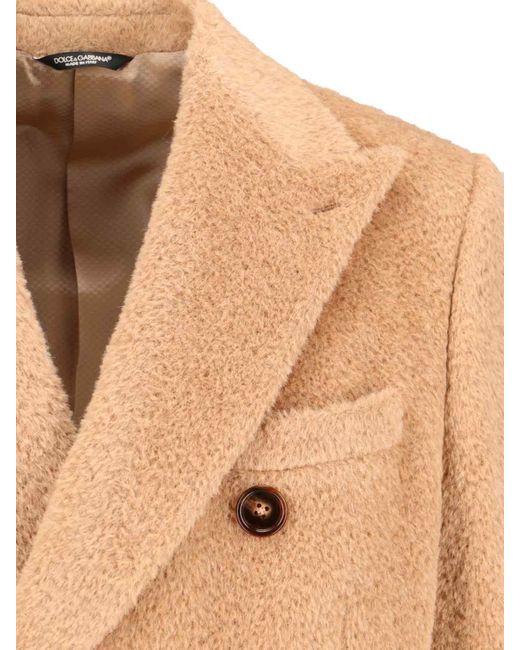 Dolce & Gabbana Natural Double-Breasted Coat for men