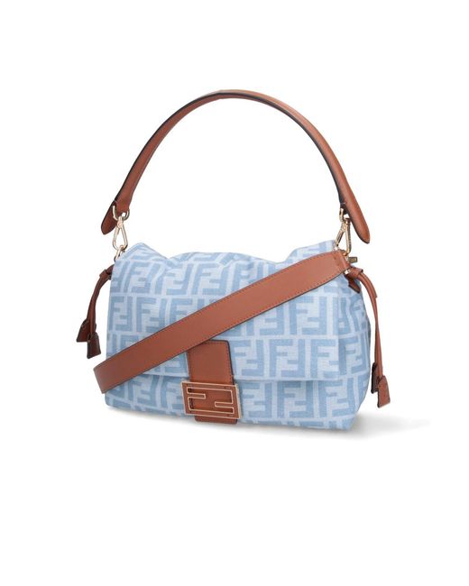 Fendi Blue Medium Shoulder Bag "Mamma Baguette"