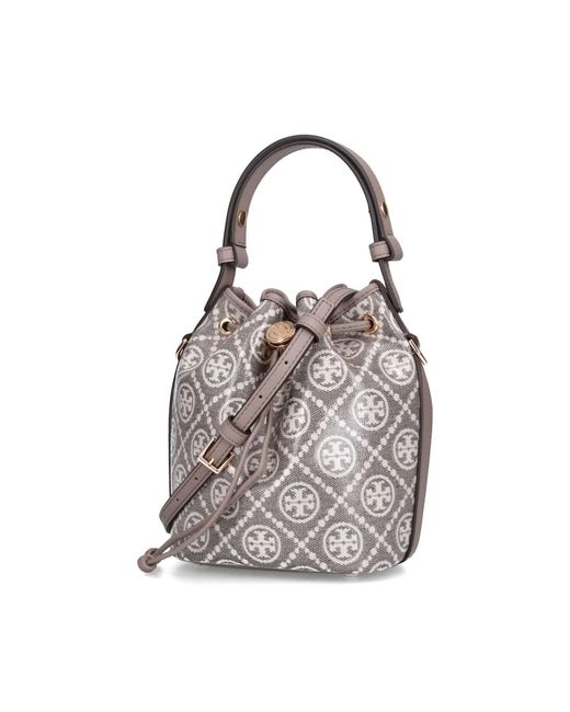Borsa A Secchiello "T Monogram" di Tory Burch in White