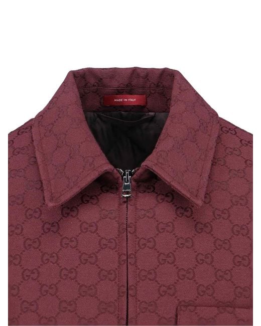 Gucci Purple Gg Supreme Zip Jacket for men