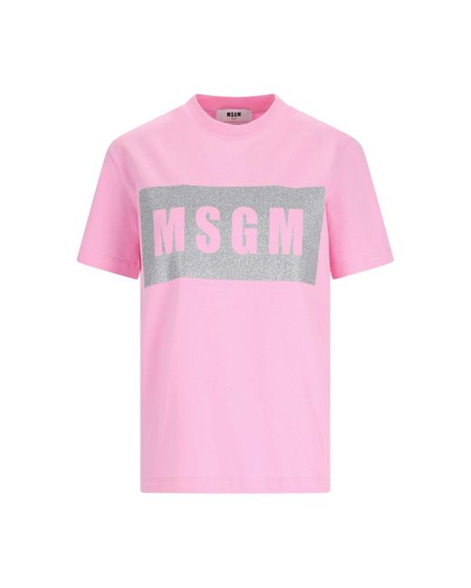MSGM Pink Printed T-shirt