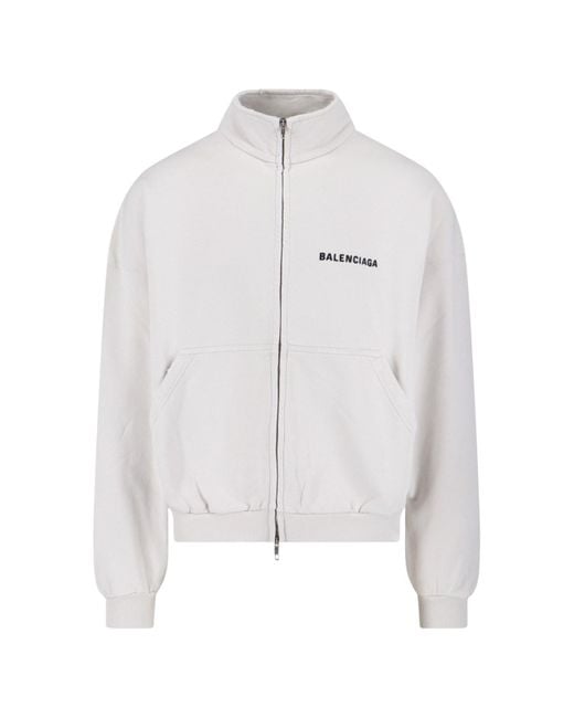 Balenciaga White Logo Zip Jacket for men