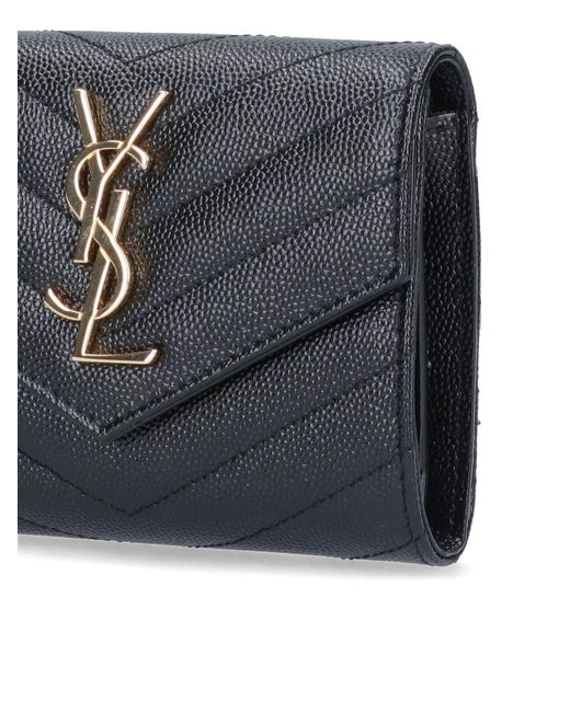 Saint Laurent Gray 'Cassandre' Tri-Fold Wallet
