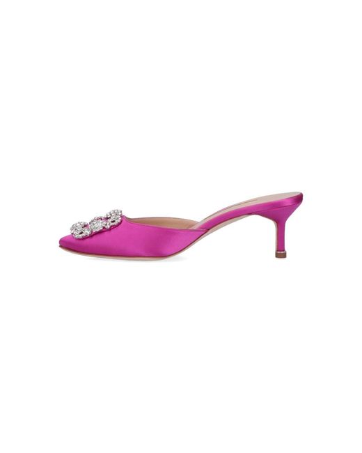 Manolo Blahnik Pink 'Hangisimu 50' Mules
