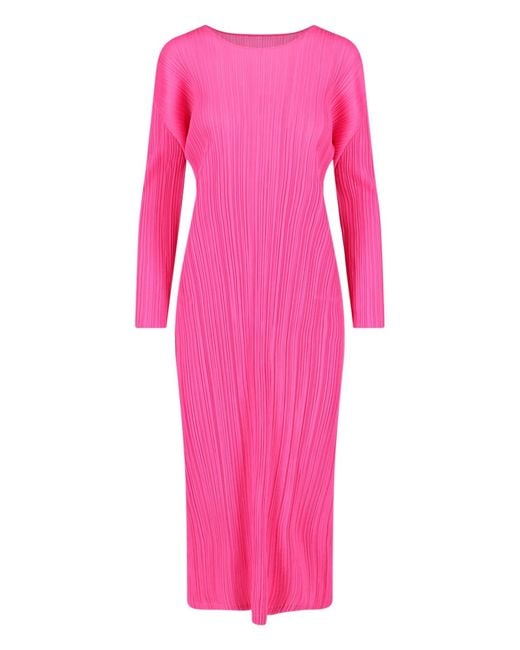Pleats Please Issey Miyake Pink Pleated Midi Dress