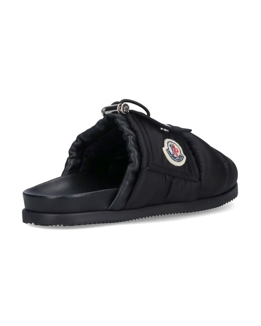 Moncler Black Padded Mules "Mon Pocket"