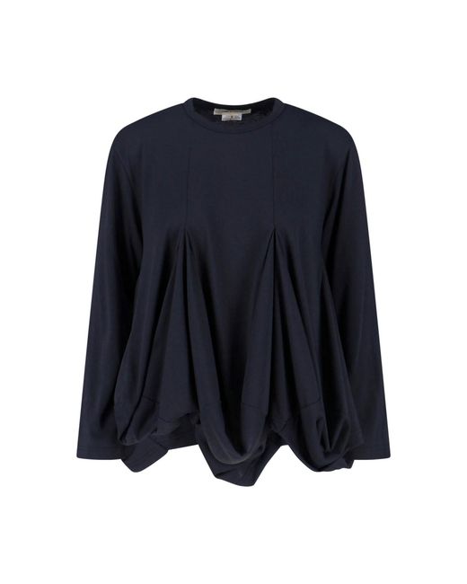 Comme des Garçons Blue Pleated Textured Fabric Top