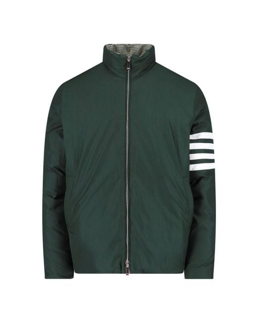 Thom Browne Gray Houndstooth Reversible Down Jacket for men