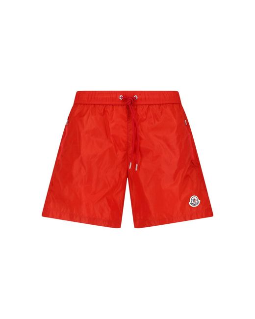 Moncler Red Logo Swimsuit for men