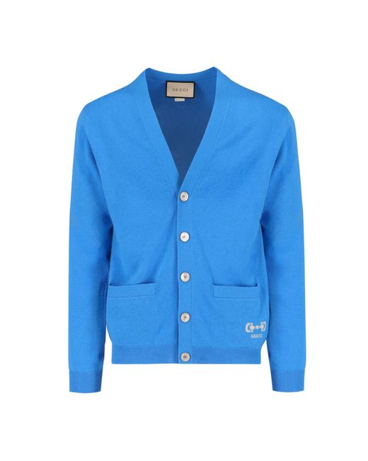 Gucci Blue Cashmere Knit Cardigan for men