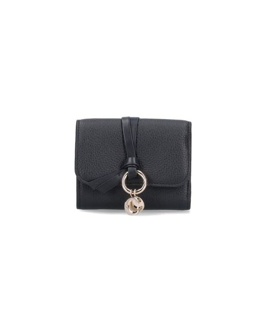 Chloé Black Calf Leather Flap Wallet For