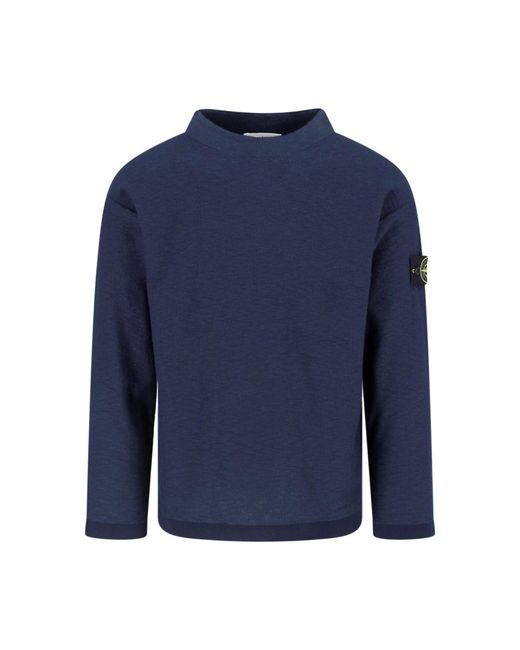 Stone Island Men's Blue Sweater With Funnel Neck