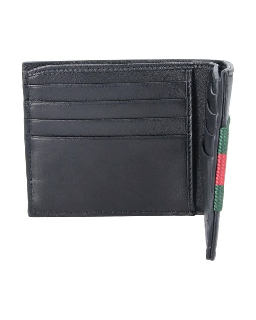 Gucci Black Bi-Fold Wallet "Web Trademark" for men