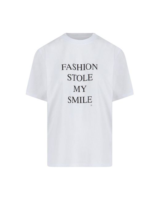 Victoria Beckham White Slogan T-Shirt