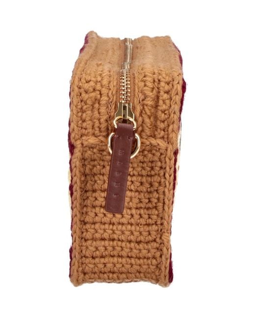 Marni Wool Mini Bag With Calf Leather Contrast & Metallic Hardware