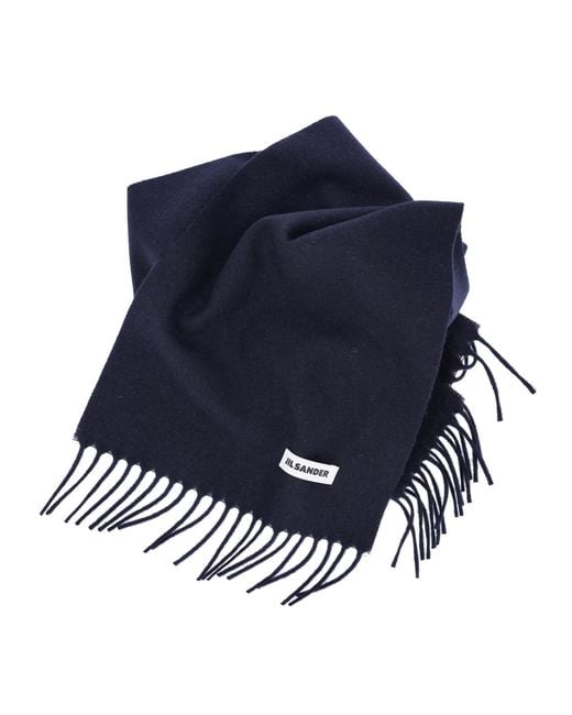 Jil Sander Blue 100% Virgin Wool Scarf