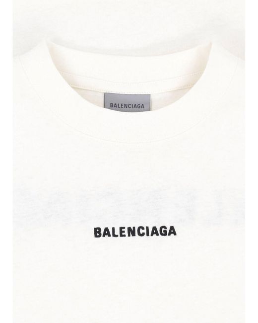 Balenciaga White 100% Cotton Crewneck T-Shirt