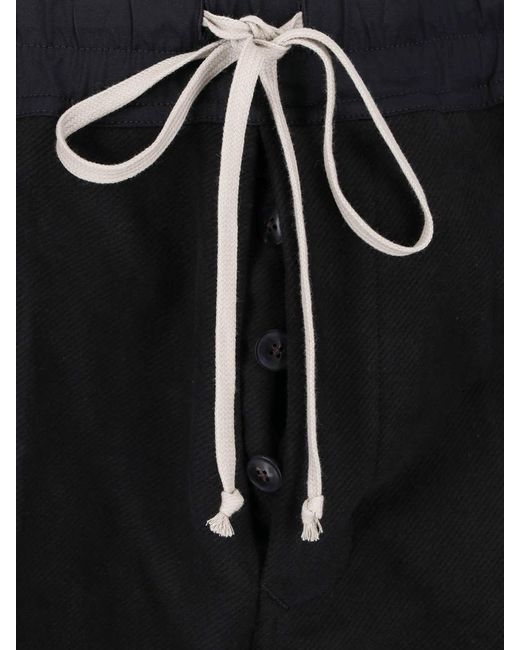 Rick Owens Black Straight Cotton Pants for men