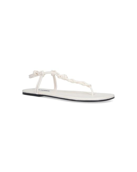 Jil Sander White Tangle Braided Leather Thong Sandals