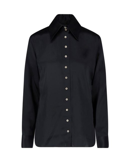 Khaite Black Satin Shirt "Ivy"