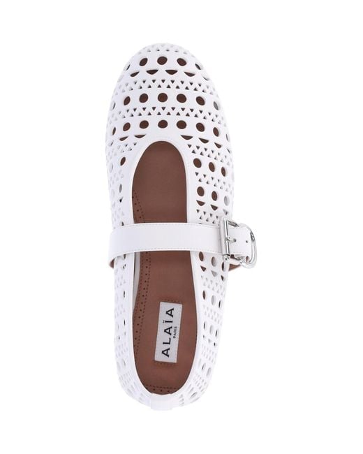 Alaïa White Perforated Ballerinas