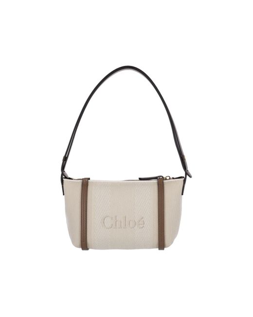 Chloé White Calf Leather & Cotton Mini Shoulder Bag
