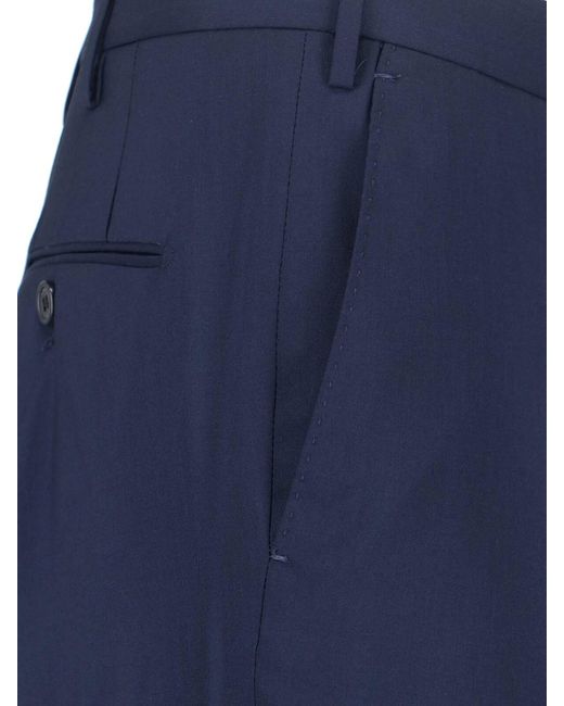 Incotex Blue Virgin Wool Pants for men